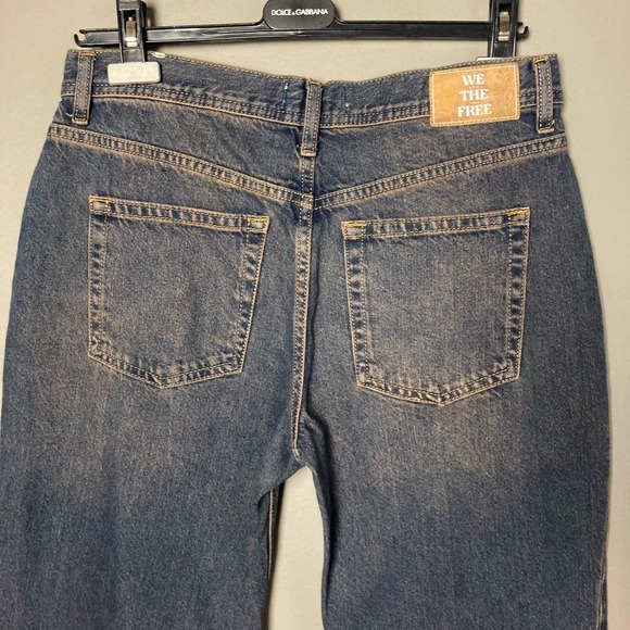 Free people jeans size 28 cropped mid-rise straight leg frayed hem distressed - Picture 9 of 16